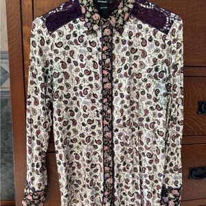 Desigual Paisley Button-up Shirt with Lace and Stylish Detail